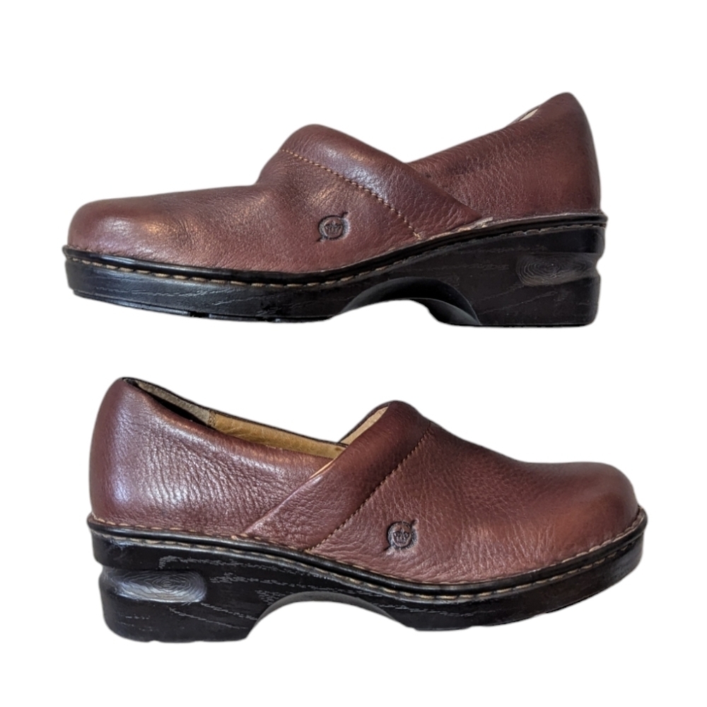 Born Brown Genuine Leather Clogs Euc Size 8